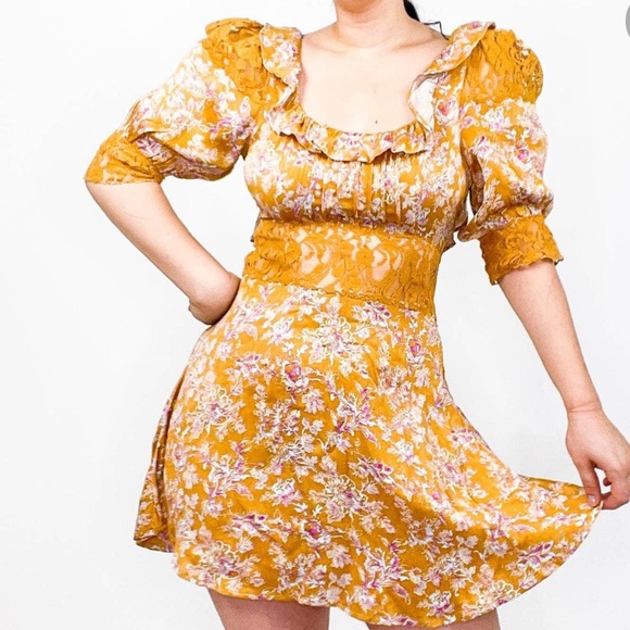 Free People Lucie Mini Dress in Antique Gold - Picture 2 of 16